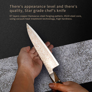 Conjunto de Facas de Cozinha de Luxo em Aço Damasco de Cobre OEM ODM com Cabo de Resina - Product Image 4