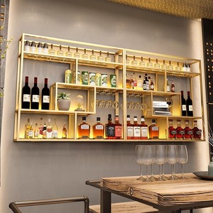 Porte-bouteilles mural en fer rouge de style industriel, support à verres à vin suspendu pour la maison, le restaurant, le <span class=keywords><strong>comptoir</strong></span> de bar, le style de bar - Product Image 3