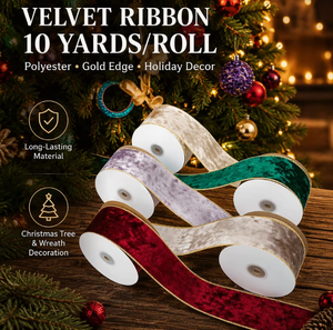Pita Beludru Poliester Bunga Tahan Lama Siap Pakai dengan Tepi Tali 5cm untuk Dekorasi Natal, Pakaian, dan Hadiah - Product Image 5