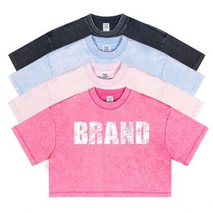 Camiseta Corta de Verano 2025 para Mujer, Estilo Vintage, Lavado Ácido, Alta Calidad, 230gsm, Personalizable - Product Image 1