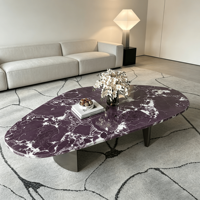 Table basse sculpturale en quartz violet, artisanale, personnalisée, en pierre artificielle cannelée, style antique, moderne, de luxe, écologique pour hôtel