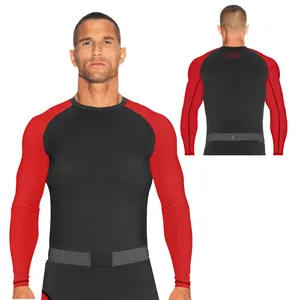 Good Quality Odm Jiujitsu Running Judo Mma Compression Shirt Bjj Custom Men Rashguard Long Sleeve Surf