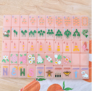 <b>Light</b> Peach Pink Acrylic American Mahjong Tiles, Hand-Painted Cartoon Patterns, Factory Customization - Product Image 3