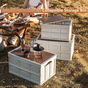 1 boîte de rangement pour camping en plein air avec poignée, boîte de rangement pliable, boîte de rangement portable pour camping et pique-nique, bagages de voiture - Product Image 4