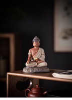 Ornement de Bouddha Shakyamuni en sable violet de style Zen gris pour salle de thé