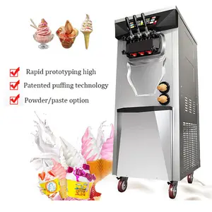 3 Flavors Countertop Soft Ice Cream Vending Machine /Vertical Commercial Ice Cream Maker Machine