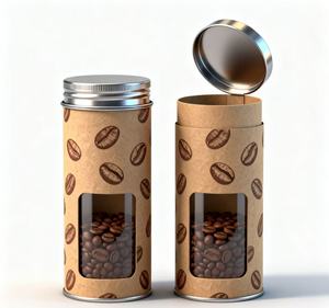 Tube en papier écologique cylindrique avec laminage mat et revêtement UV pour l'emballage du café et du thé et les emballages cadeaux - Product Image 1