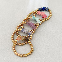 Naturstein-Sternperlen-Stretchring, vergoldeter Kugelperlen-Elastikring, stapelbarer Schmuck für Damen, Großhandel