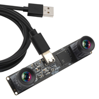 Módulo de Cámara USB de 2MP con Obturador Global, 210fps/120fps, Blanco y Negro, Alta Velocidad, Lente Dual, 3D Estéreo, Sin Distorsión, para Robot, Lightburn