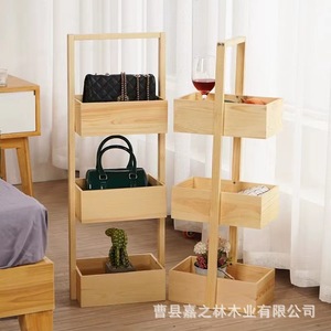 Solid Wood Storage Rack 3 Tier Standing Multipurpose Living Room <b>Bedroom</b> Organizer Display <b>Shelf</b> - Product Image 1