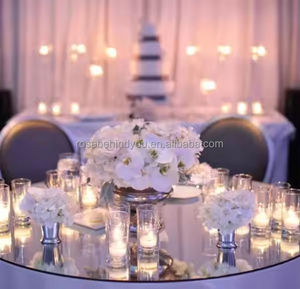 Plateau de table rond en acrylique miroir sur mesure de 60 à 72 pouces pour centre de table de mariage ou de fête - Product Image 3
