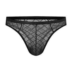 Culotte string transparente <span class=keywords><strong>sexy</strong></span> pour homme, taille mi-haute, respirante, en maille fine, confortable, jeune, 95% polyester 5% élasthanne - Product Image 1