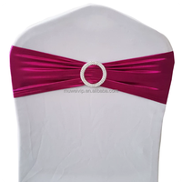Muwei Bande de chaise moderne en spandex métallique élastique réutilisable avec boucle en strass pour mariage et fête