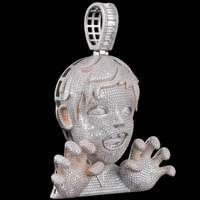 Oferta Especial: Colgante Hip Hop Personalizado de Plata con Moissanita y Diseño 3D de Personaje de Dibujos Animados, Joyería Bling para Hombre, Moda Urbana