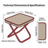 Tabouret de plage pliant portable en tissu Oxford avec cadre en acier, rembourré et facile à ranger, style trousse à crayons, vente en gros