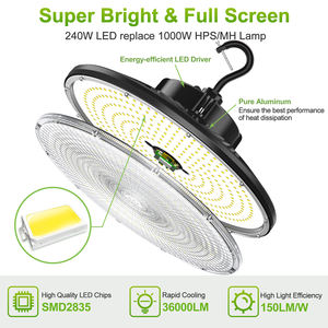 Lámpara LED UFO High Bay Pro Stock US 240W/200W/150W 0-10V Regulable, Iluminación Industrial para Almacenes y Fábricas - Product Image 4