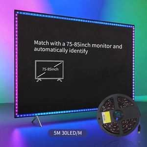 Bande lumineuse intelligente Joystar pour <span class=keywords><strong>téléviseur</strong></span>, contrôle par application, kits de rétroéclairage synchronisé pour téléviseurs de 75 à 85 pouces, boîte HDMI 2.0, bande LED RGB IC <span class=keywords><strong>Ambilight</strong></span> de 5 m - Product Image 4