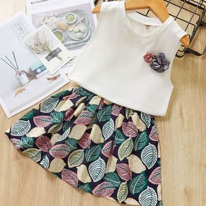 Nuevos Conjuntos de Pantalones y Camisetas sin Mangas con Decoración Floral y Logotipo Personalizado Divertido para Niñas Pequeñas de Primera Calidad - Product Image 2