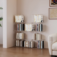 Étagère de présentation de livres en acrylique épaissi style Art Déco, design ouvert, organisateur de livres multi-niveaux, structure robuste, montage facile