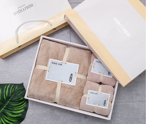 Coral Fleece <strong>Towel</strong> Bath <strong>Towel</strong> Gift <strong>Box</strong> with Portable Gift Set of 3 Pieces - Product Image 4