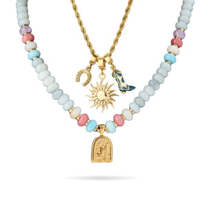 Cá Nhân Hoán Đổi Cho Nhau Mặt Dây Chuyền Đầy Màu Sắc Hạt Nghệ Thuật Cây Cọ Lớp Vòng Cổ Không Thấm Nước Vàng Thép Không Gỉ Đồ Trang Sức - Product Image 1