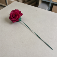 Rose artificielle faite à la main, économique, à tige unique, sans feuilles, 30 cm, 7,5 cm, en soie rouge bordeaux, pour bouquet de mariage, décoration de vase, vente en gros