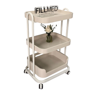 Chariot de Salon à 3 Niveaux Blanc, Chariot Roulant avec Cadre Métallique, Étagère de Rangement pour Clinique de Beauté, Salon de Coiffure - Product Image 2