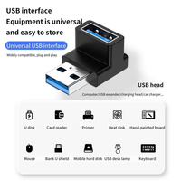Adaptador USB de codo de 90 grados, conector adaptador USB 3,0 a macho a hembra en ángulo izquierdo y derecho para portátil, PC, tableta, adaptador USB