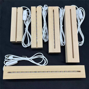 Vente chaude USB batterie alimentation LED Base blanc chaud changement de couleur acrylique 3D Illusion Base de veilleuse en bois - Product Image 3