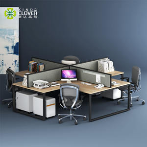 Solución de muebles comerciales Escritorio moderno en forma de L Mesa de oficina modular de 4 plazas - Product Image 2