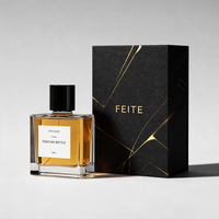 Flacon de parfum plat de 50 ml, design personnalisé, flacon de parfum en verre vide haut de gamme avec boîte d'emballage et bouchon magnétique