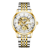 Montre mécanique automatique pour homme avec boîtier en alliage de 44 mm, cadran squelette, bracelet en acier, montres mécaniques pour homme TEVISE 874J