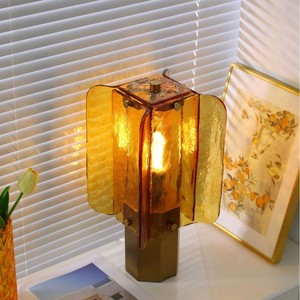 Lámpara de Mesa de Arte Vintage Elias, Vidrio de Murano Ámbar, Bombilla Incandescente E26 220V, para Dormitorio, Sala de Estar, Estudio - Product Image 3