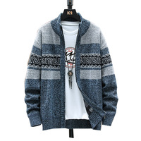Printemps et automne rue revers chargé acrylique Jacquard pull Cardigan veste imprimé personnalisé pull tricoté hommes