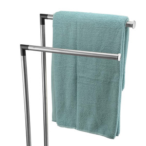 En forma <span class=keywords><strong>de</strong></span> L <span class=keywords><strong>de</strong></span> acero inoxidable ropa <span class=keywords><strong>de</strong></span> <span class=keywords><strong>pie</strong></span> estante extraíble toalla Rack percha - Product Image 6