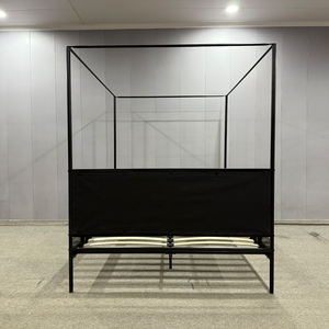 Struttura a baldacchino matrimoniale in metallo quadrato con testiera imbottita in tessuto <span class=keywords><strong>verde</strong></span> scuro, colore personalizzato, mobili per camera da <span class=keywords><strong>letto</strong></span> - Product Image 5