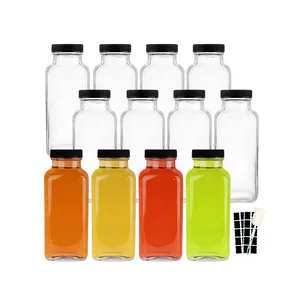 Wholesale Design Sublimation Vintage Glass Water Drink Bottles With Lids For Storing Juices Milk Beverages