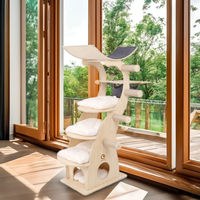 Arbre à chat multi-niveaux en bois naturel de luxe, vente en gros OEM