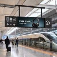 Affichage numérique publicitaire à double écran LCD de type barre, monté au plafond, pour gare de train à grande vitesse, avec WiFi et Android