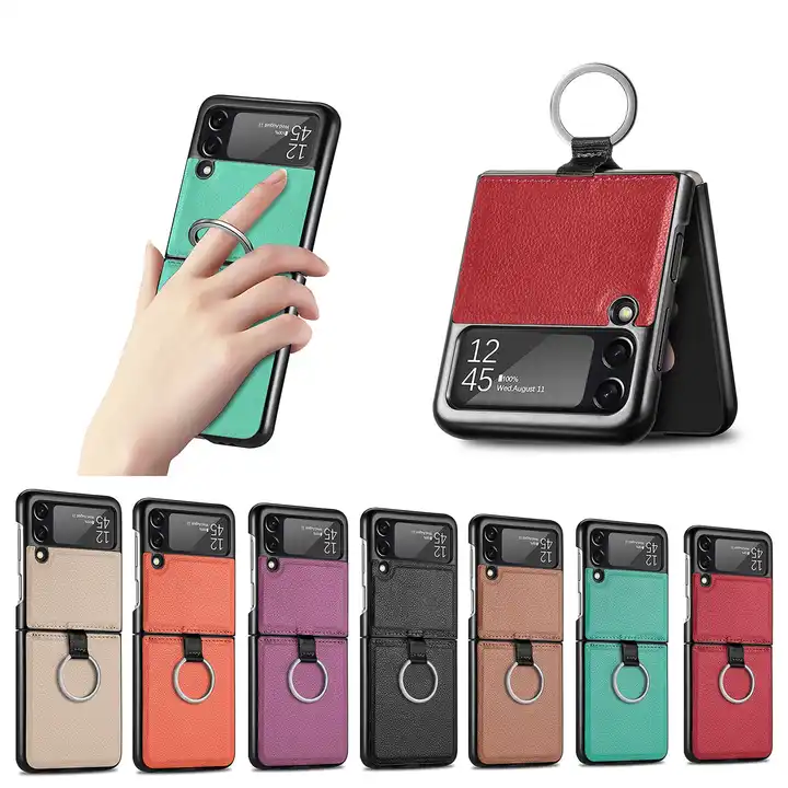 Leather Case With Ring For Samsung Galaxy Z Flip 3 5G