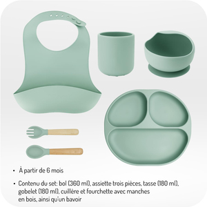 Ensemble d'alimentation pour bébé en silicone de qualité alimentaire sans BPA, non toxique, avec bavoir à ventouse, bol, assiette, compatible lave-vaisselle, motif animal - Product Image 5