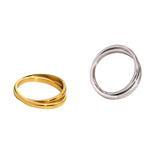 LIVE4U Nouveaux Bijoux en Gros Plaqué Or 18 carats Deux Cercles 2 Pièces/Ensemble Anneaux en Acier Inoxydable pour Femmes - Product Image 2