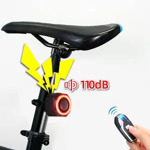 Luz LED para bicicleta IP65 Recarregável USB à prova d'água Luz inteligente de freio Ciclo de Freio Sensor de vibração Alarme remoto para guiador de quadro de bicicleta