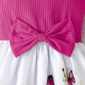 Abbigliamento per bambini vestito Casual moda carino stampa farfalla per bambini vestito rosa gonna rossa per bambina - Product Image 4