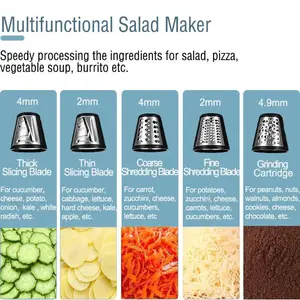 5 trong 1 ROTARY pho mát vắt tay điện Vòng Rau cắt thực phẩm máy xay salad Máy Nhà bếp rau Slicer