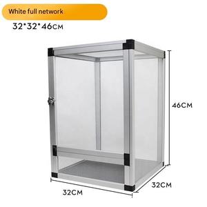 Cage pour animaux de compagnie en aluminium argenté de taille moyenne, en PVC, à motif solide, pour petits animaux, reptiles, bouton carré, écologique, durable, cage d'alimentation pour animaux de compagnie - Product Image 4