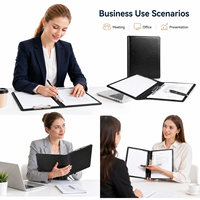Portafolio de Negocios de Cuero A4 de Entrega Rápida, Carpeta de Tapa Dura Multicolor con Clip de Encuadernación en Stock para Reuniones de Oficina