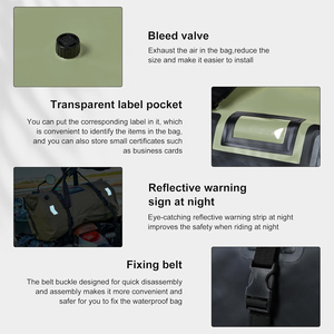 Bolsa de lona de secado superior enrollable resistente al agua, correas de fijación rápida, gran espacio de almacenamiento para viajar en canoa, uso de motocicletas - Product Image 3