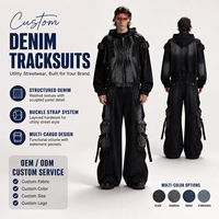 Ensemble de survêtement en jean pour homme, deux pièces, veste et pantalon en jean délavé, coton épais, streetwear, fournisseur de marques privées