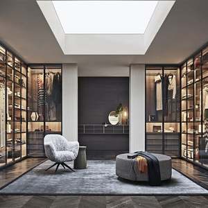 Armoire en verre de luxe moderne, dressing, armoire murale intégrée, organisateur de placard suspendu, armoire avec porte coulissante - Product Image 2